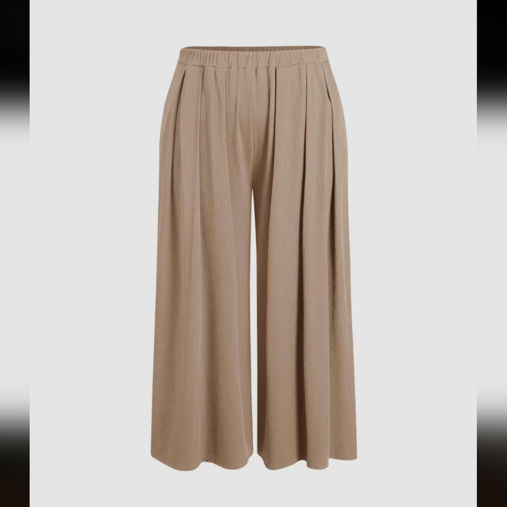 Cider NWT Elastic Waist Wide Leg Pants Coffee Color Size OXL